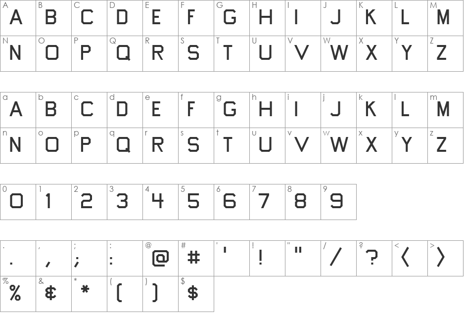 Tapeworm font character map preview