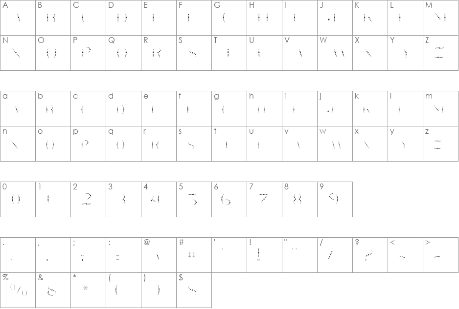 Taqueria Black Fill  Dots font character map preview