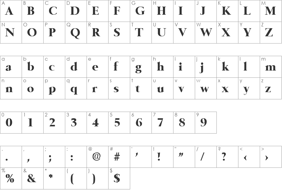 Belfast-ExtraBold font character map preview