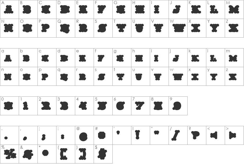Taqueria Black Fill XL font character map preview