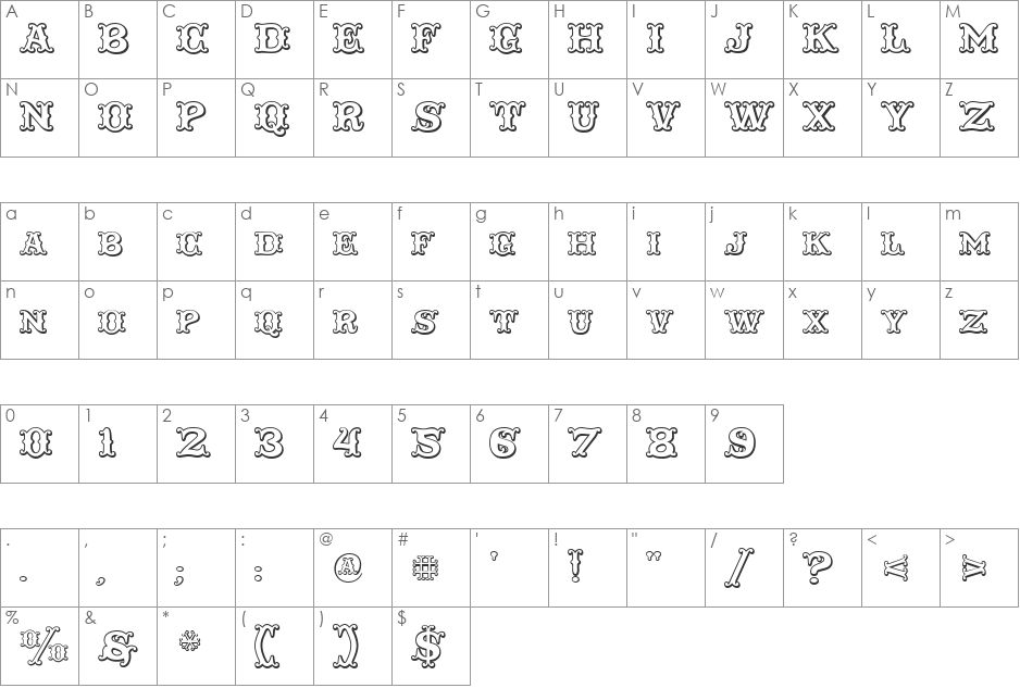 Taqueria Open font character map preview