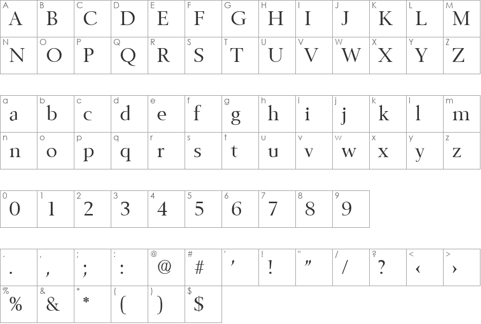 Belfast-Regular font character map preview