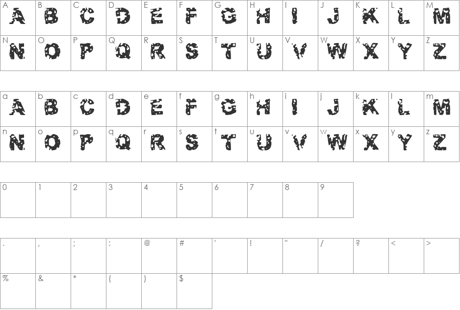 Target Practice font character map preview