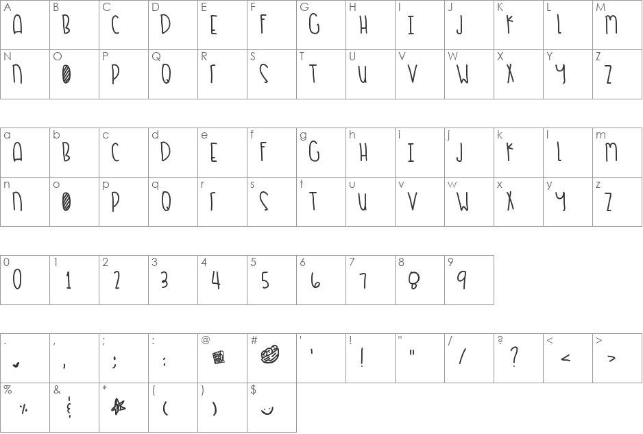 TarracottaWarrior font character map preview