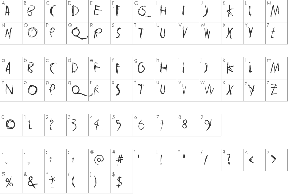 tasapainoaisti_iso font character map preview