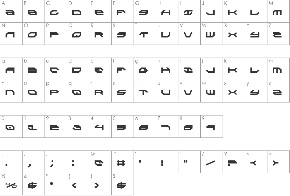 Taskforce Condensed font character map preview