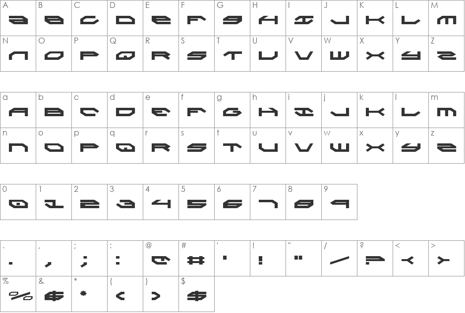 Taskforce Outline Italic font character map preview