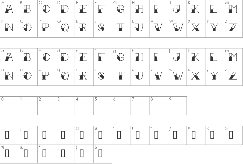 Tattoo Ink font character map preview