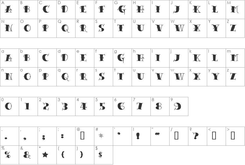 TattooLetteringBlack font character map preview
