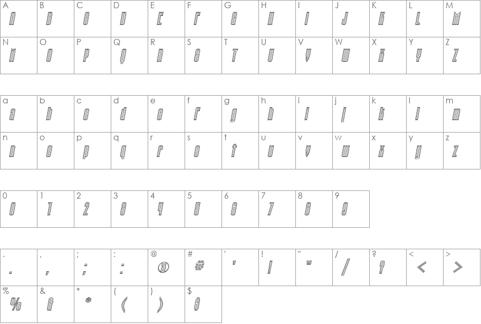 TauernEC font character map preview