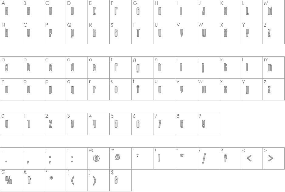 TauernEC font character map preview
