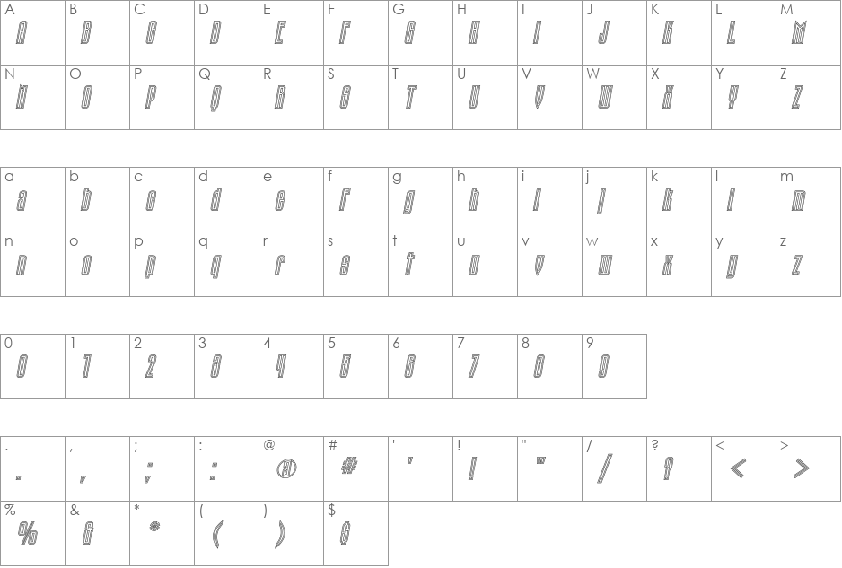 TauernECTT font character map preview