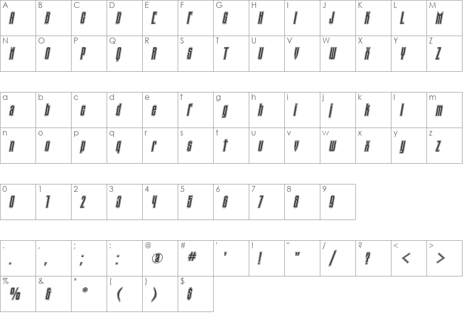 TauernIC font character map preview