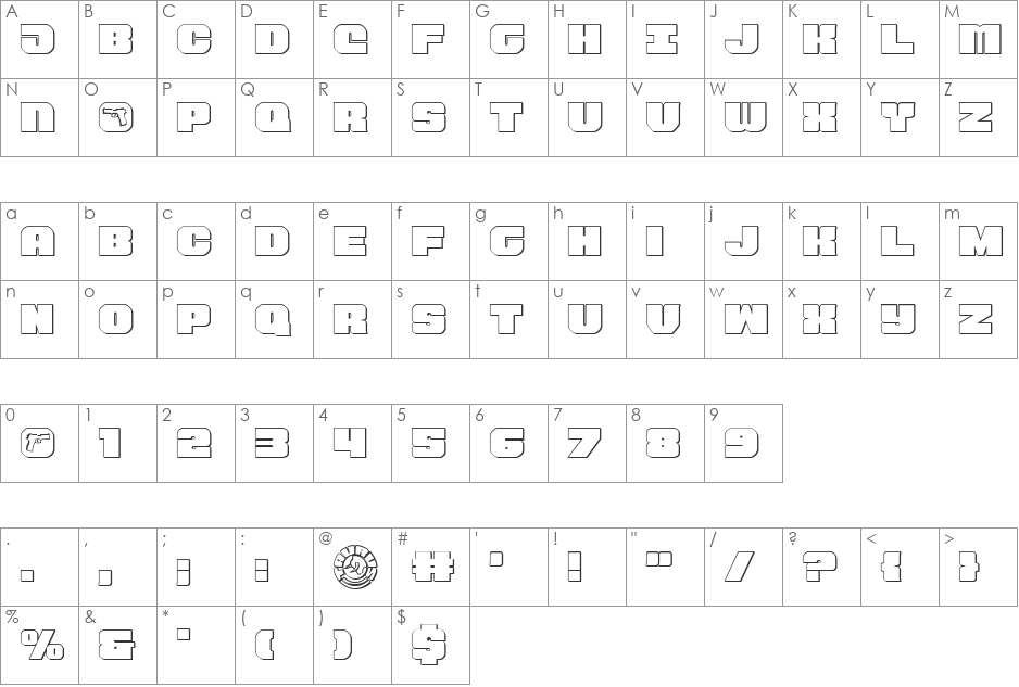 Tauro 3D font character map preview