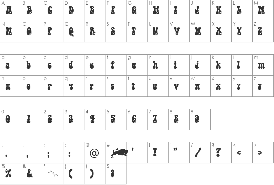 Taurus Becker font character map preview