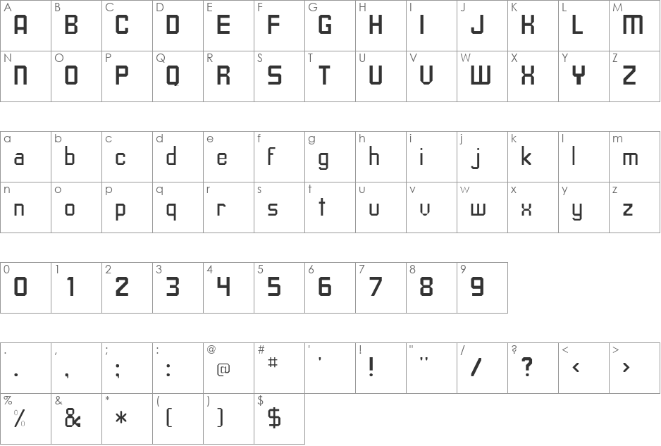 TavisSSK font character map preview
