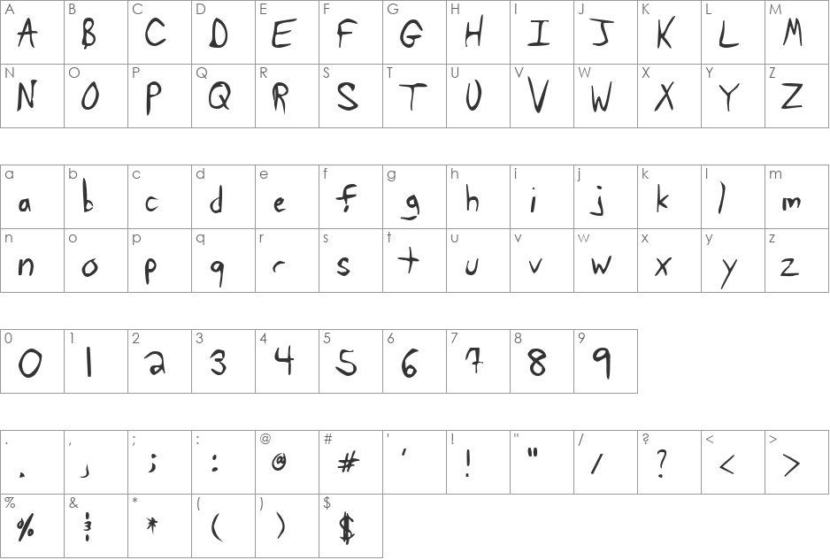 Tawattype Bloch font character map preview