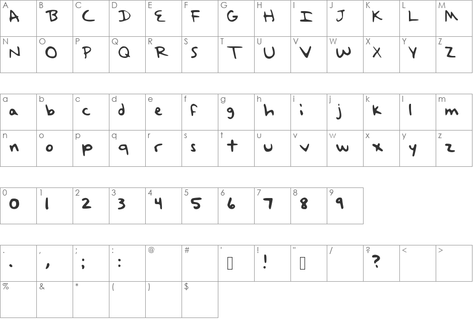 TaylorSwiftHandwriting font character map preview