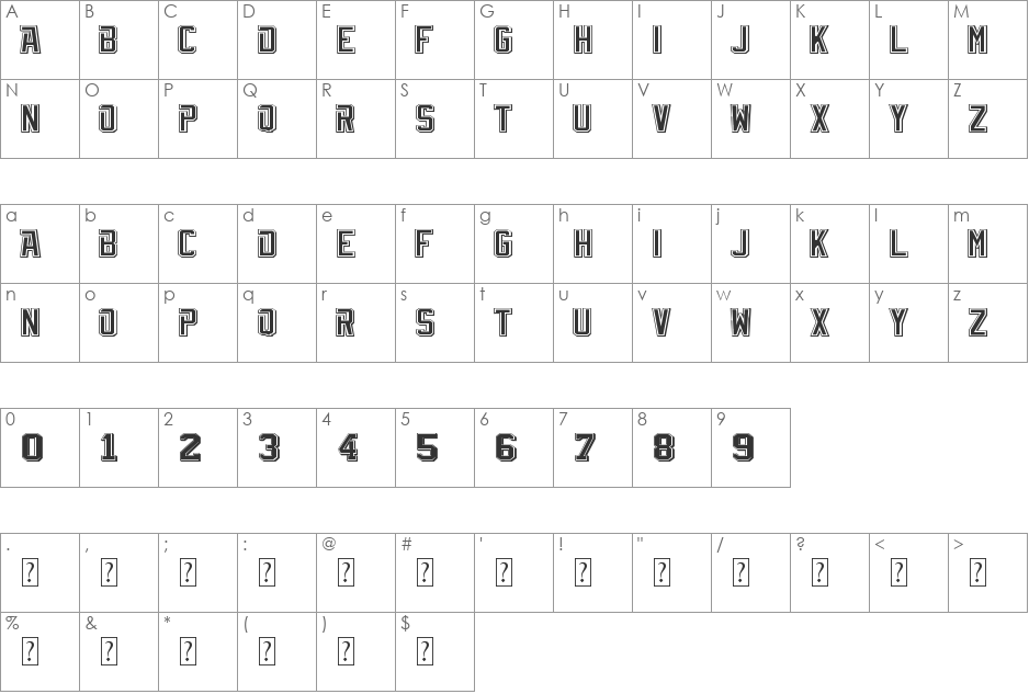 TBL_Vintage font character map preview