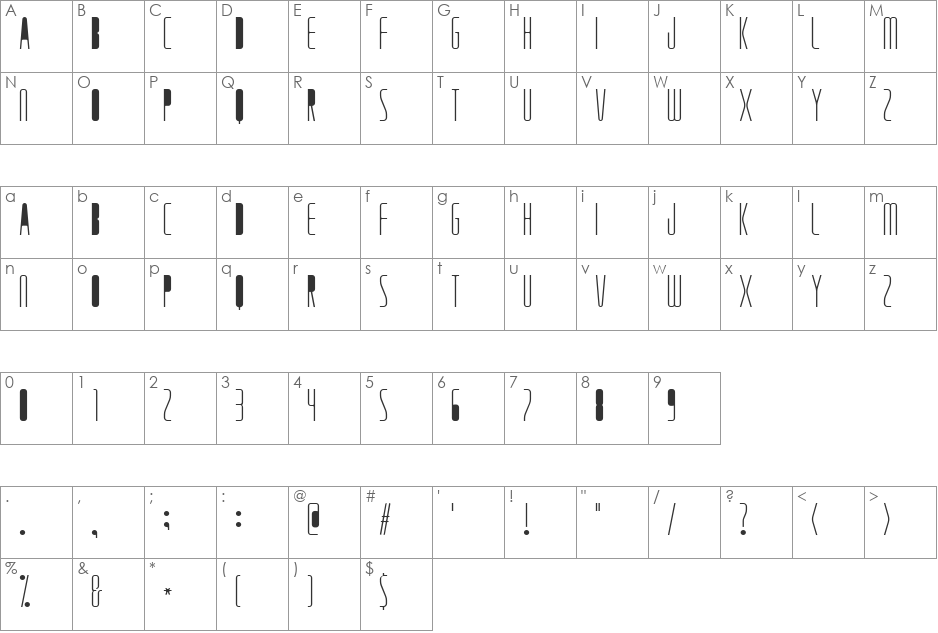 TDA140607 font character map preview