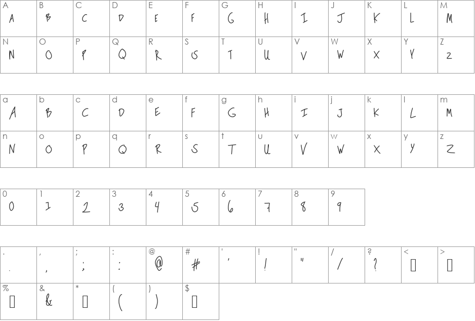 teacher scribble font character map preview