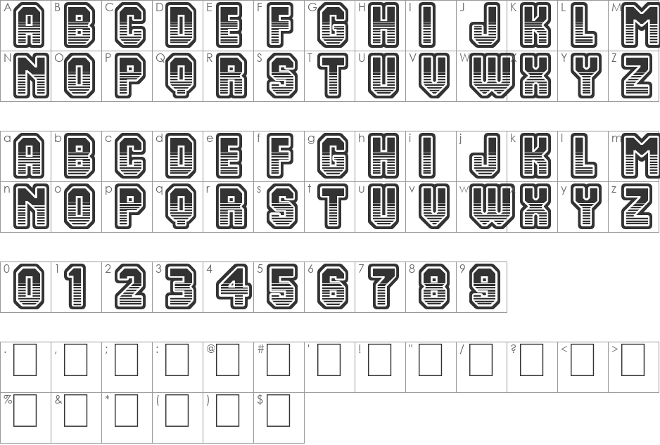 Team 401 font character map preview