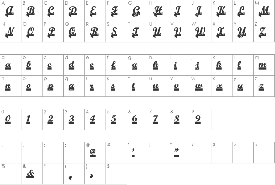 Team Spirit NF font character map preview