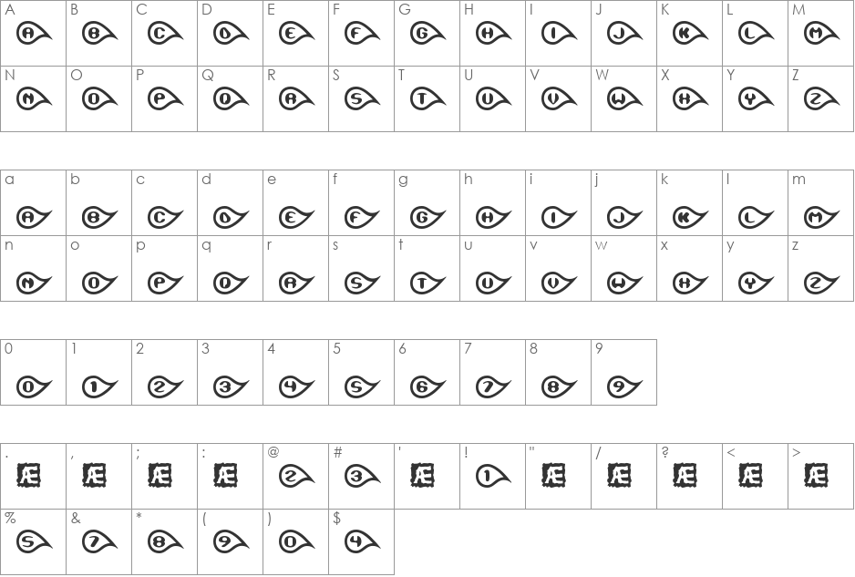Tearful BRK font character map preview
