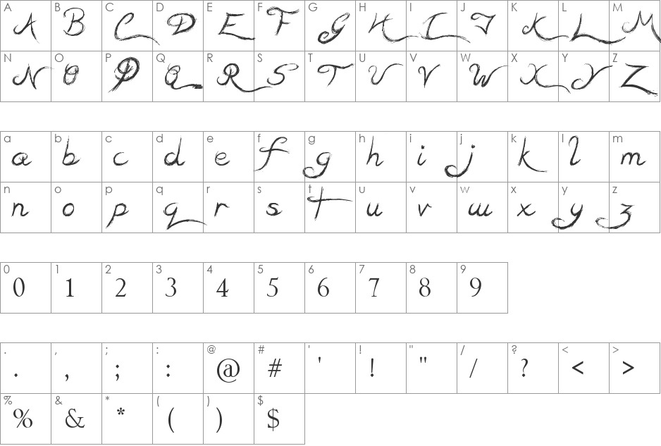 Teaser Houses font character map preview