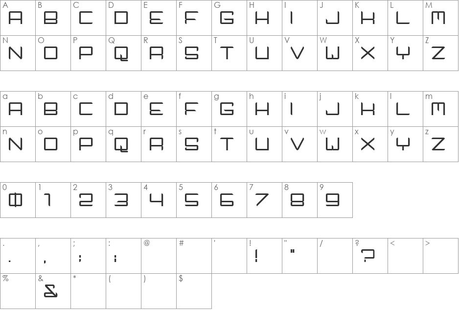 Tech Noir font character map preview