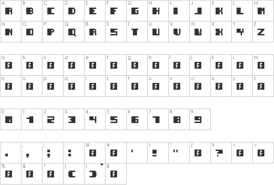 Techatech font character map preview