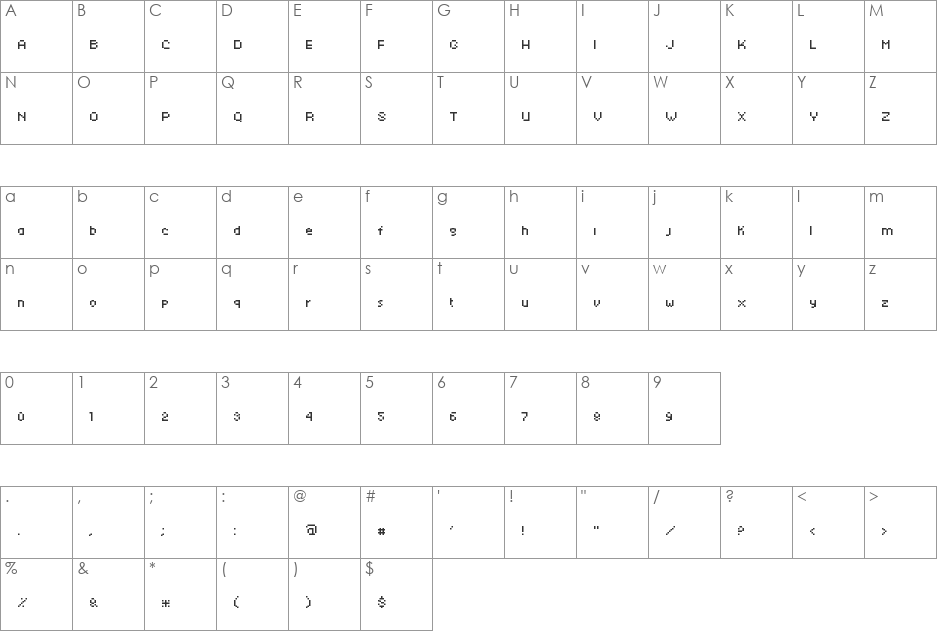 techkr font character map preview