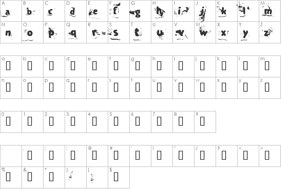 TechnineNA font character map preview
