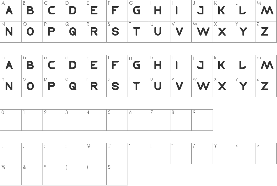 TECHNIQUE font character map preview