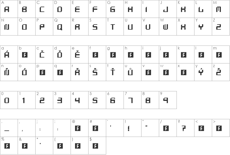 Technique font character map preview