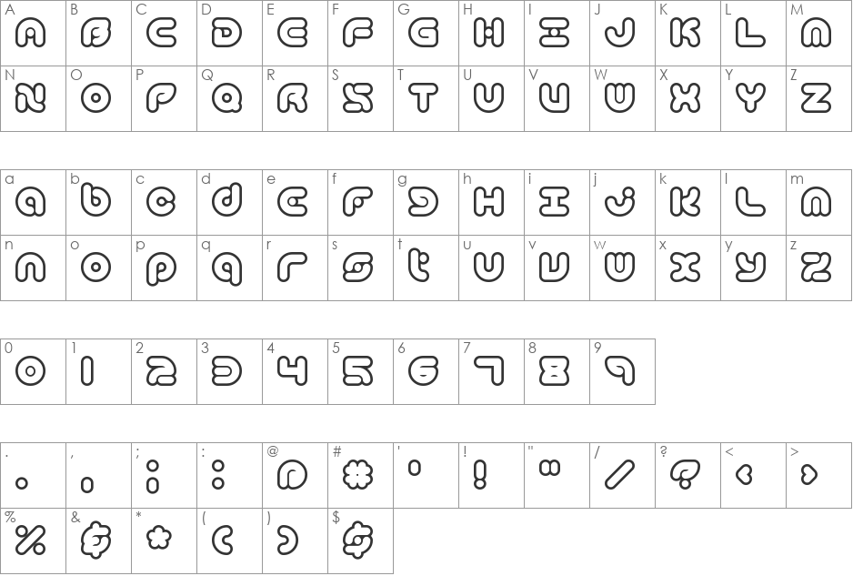 Technique BRK font character map preview