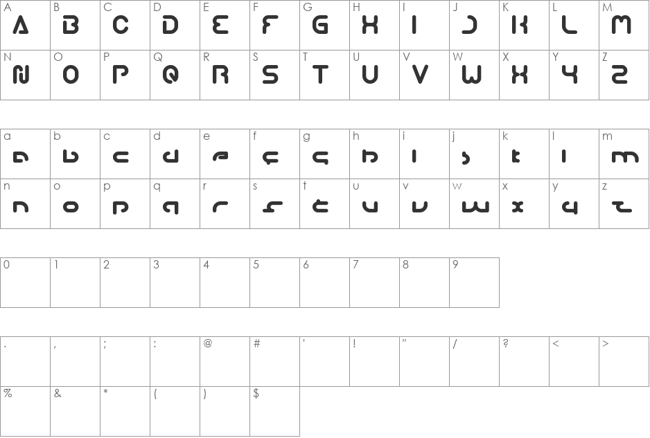 techno VARIOUS font character map preview
