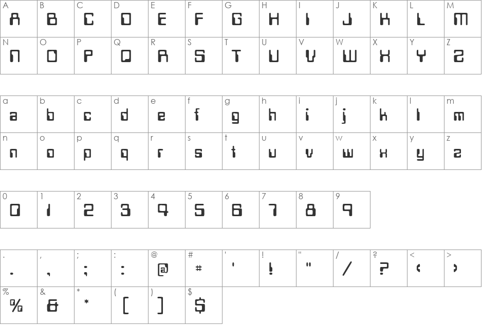 TechSchool font character map preview