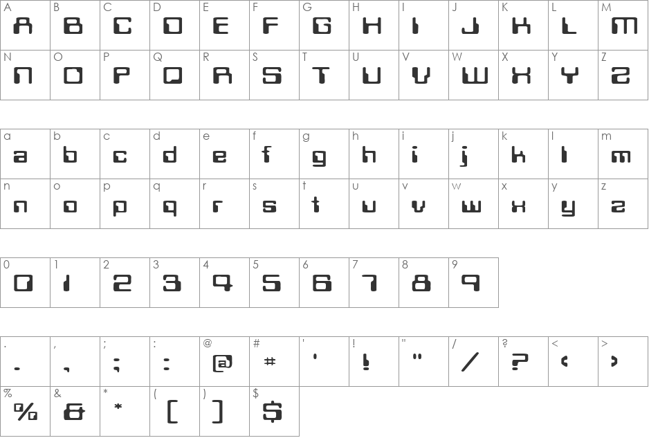 TechSchoolExtended font character map preview
