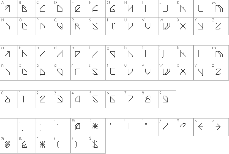 TechstepRegular font character map preview