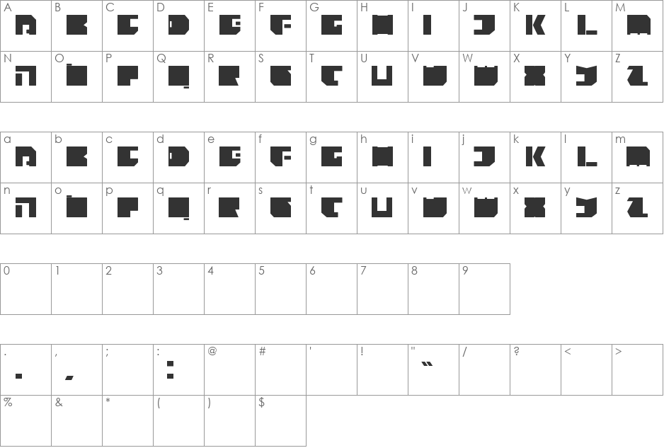 TECNO font character map preview