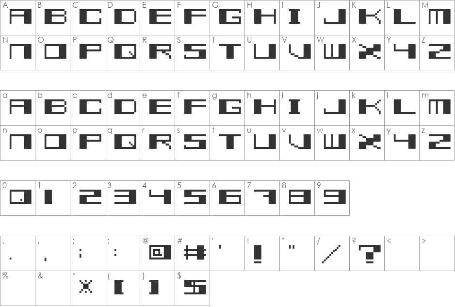 TECNO STRESS font character map preview