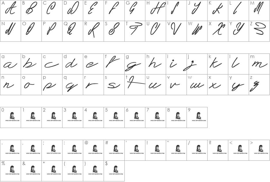 Teddy Bear font character map preview