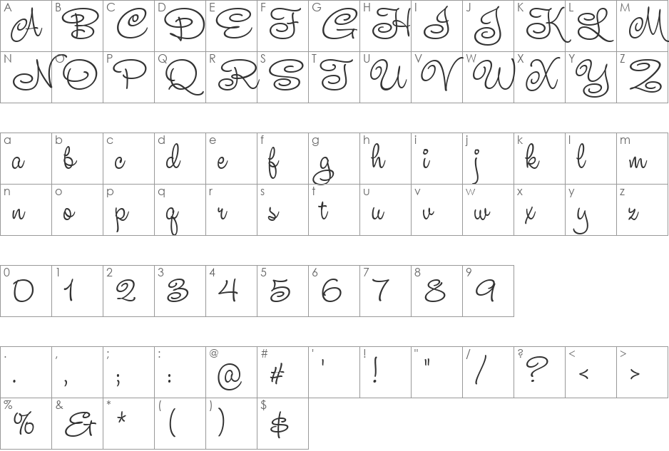 Teddy Bear font character map preview