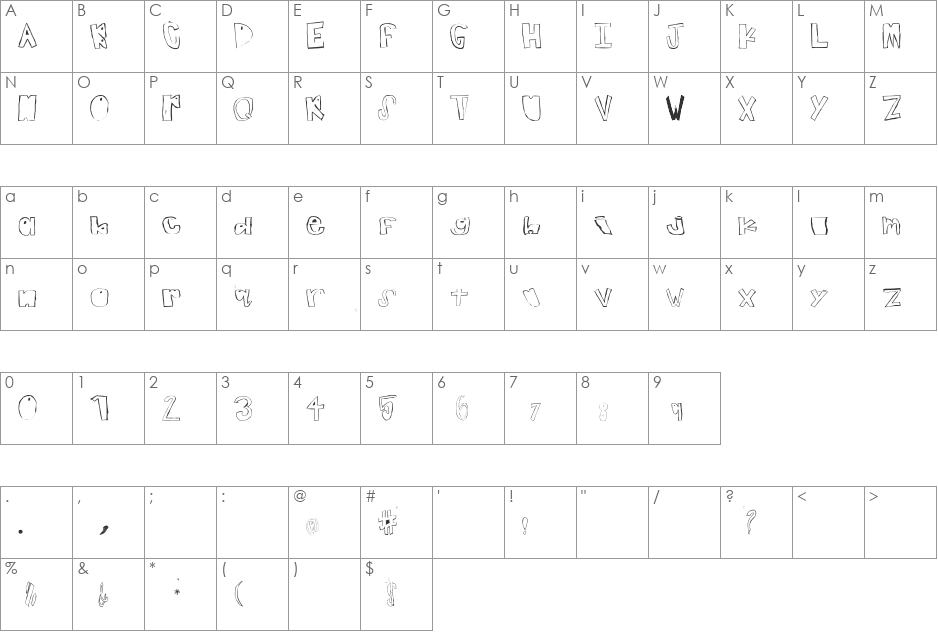 teenage dream font character map preview