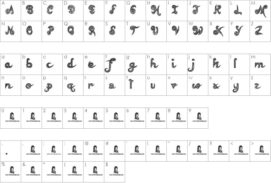 Teenage Dreams font character map preview