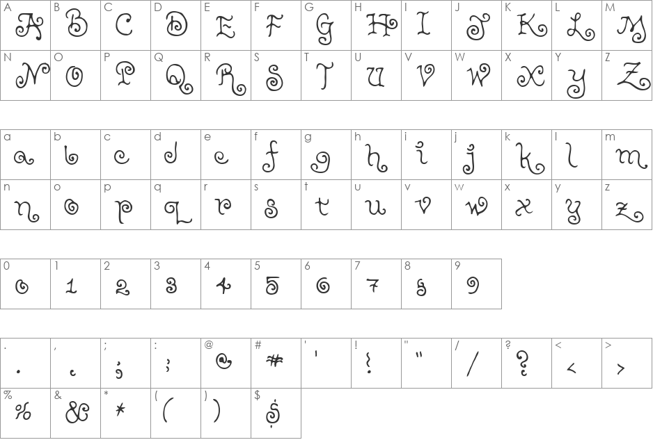 Teenage Girl 2 font character map preview