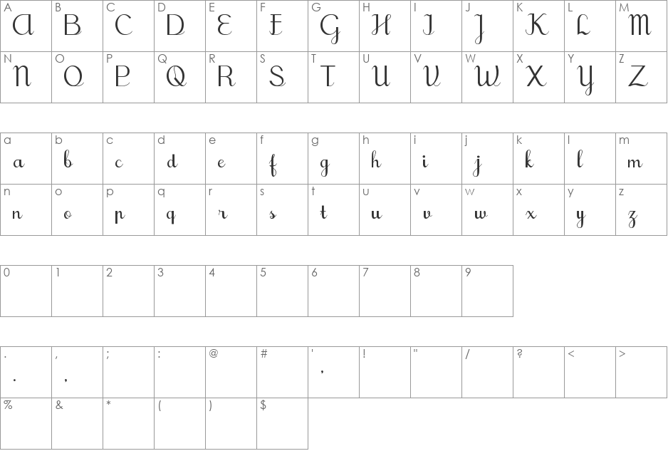 Tegak Bersambung_IWK font character map preview