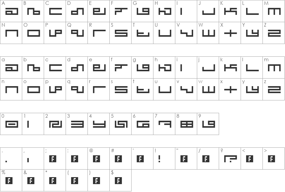 Tegma font character map preview