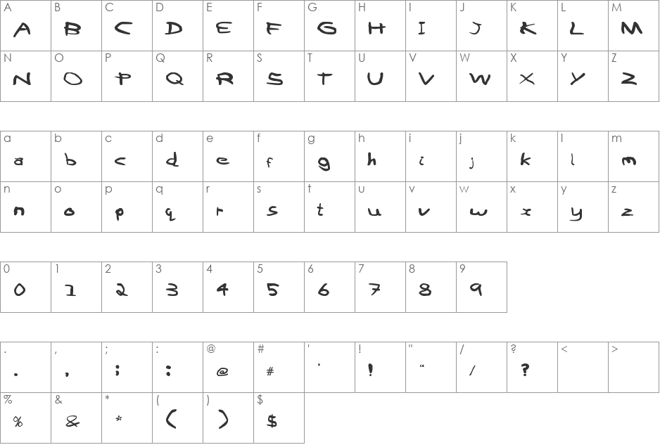 tehste font character map preview